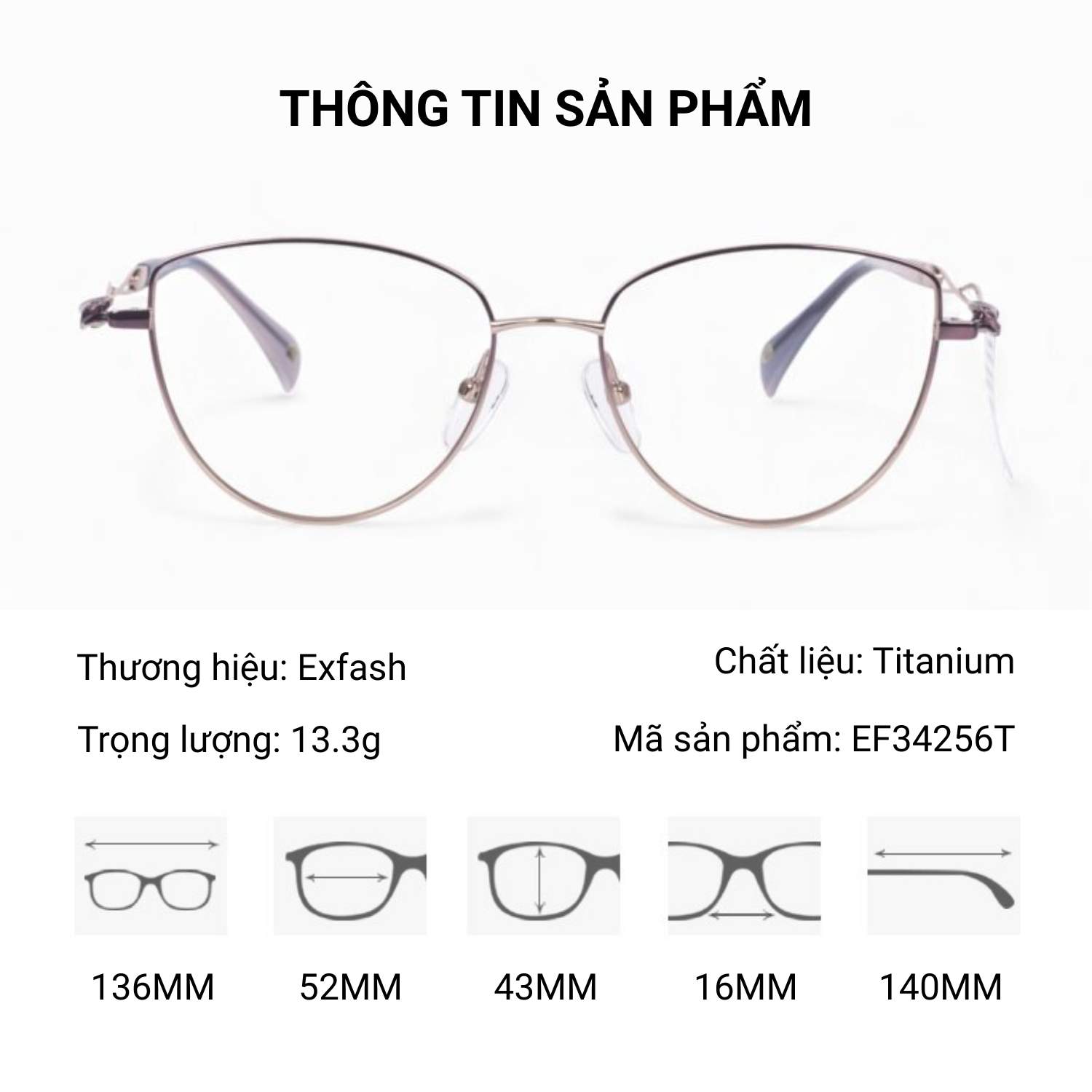 Gọng Kính Exfash EF34256T Cat Eye Titanium – Chính Hãng 101 - Ảnh 2