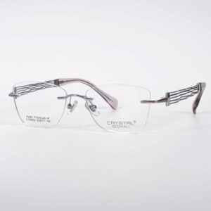 Crystal Occhiali C-33603 Kính Không Gọng Mắt Mèo Titanium – Tem Chính Hãng
