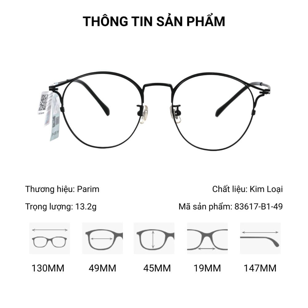 Gọng Kính Mắt Mèo Parim 83617 – Tem Chính Hãng 101