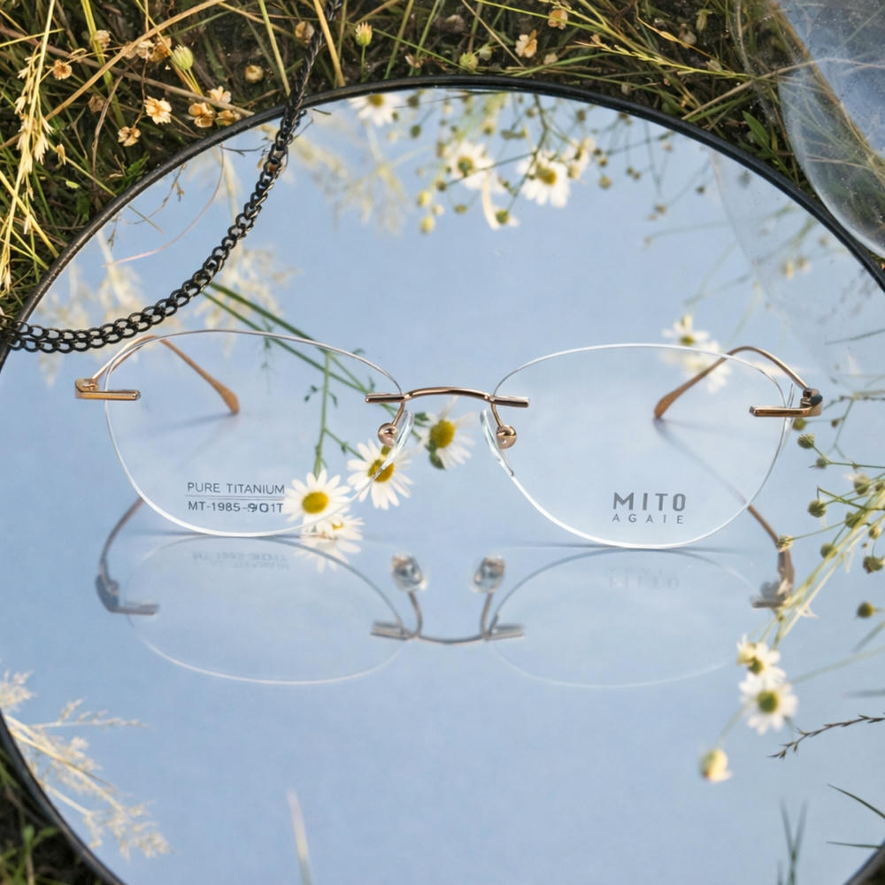 Mito MT1885 Kính Không Gọng Mắt Mèo Titanium – Tem Chính Hãng 101